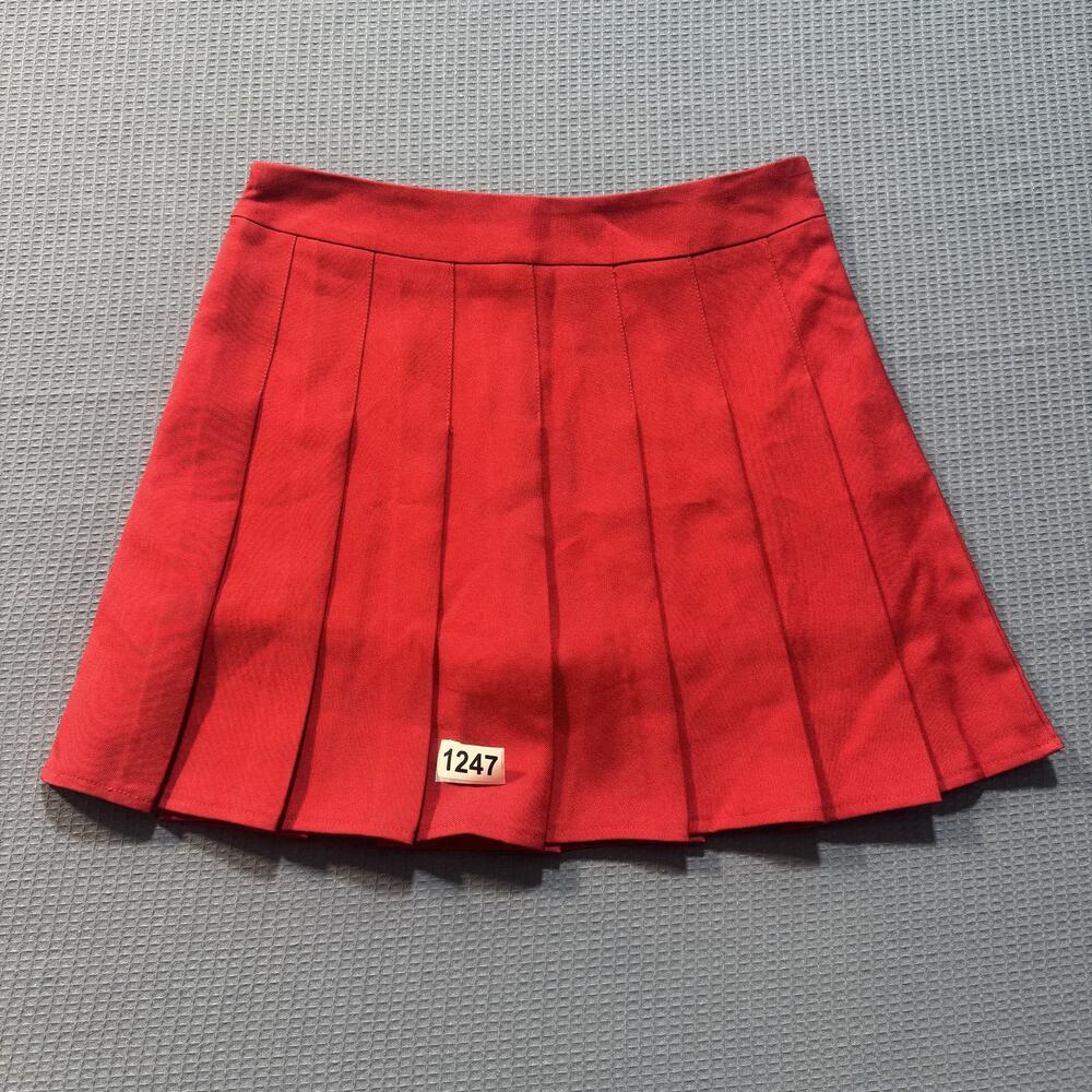 Flared Pleated Skirt‎ Women Sz M Orange Pre-Owned Excellent